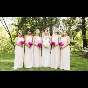 TFNC High Neck Pleated Maxi Dress (Nude Size 6)